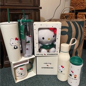 Starbucks Hello Kitty Drinkware & Plush Set - Cream and Green